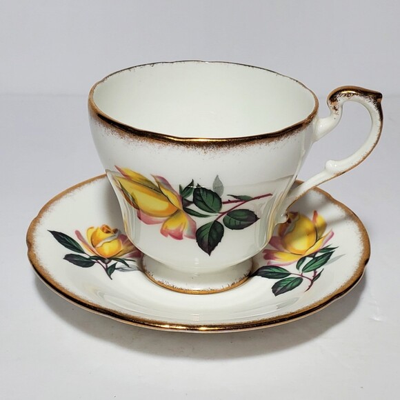Paragon Demitasse (small) Teacup and Saucer Yellow Roses - Picture 3 of 10